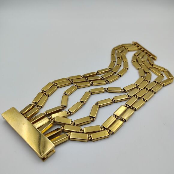Kate Spade New York Gold Tone Multi Strand Bar Links Statement Bracelet 7.5" - Picture 2 of 11